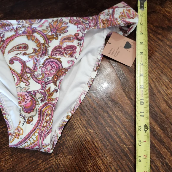 Paisley Bandeau Bikini Set XL NWT Boho Pink Orange Removable Strap High Cut - Picture 4 of 11